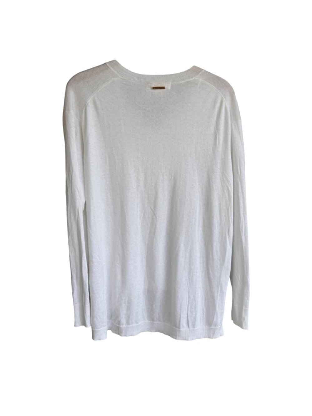 Michael Kors Womens V-Neck Knit Sweater White Medium Cotton Blend Pre-Owned - Picture 11 of 12